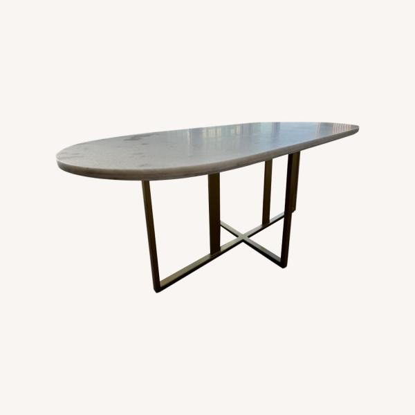 STEEL OVEL DINNING TABLE DOUBLE PIPE