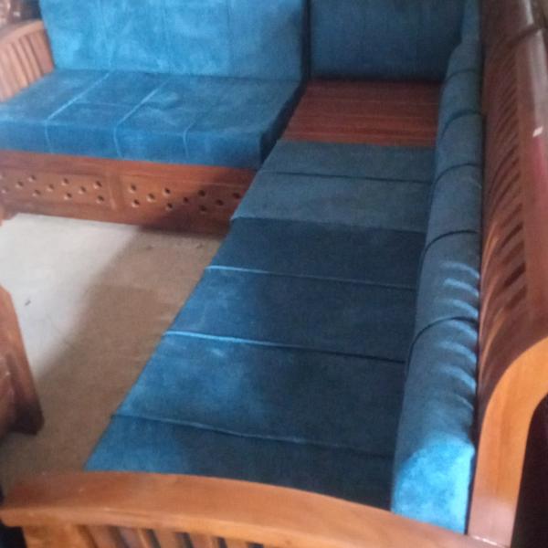 TEAK WOOD CORNER SOFA