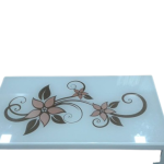 TEAPOY WHITE GLASS WITH DESIGN